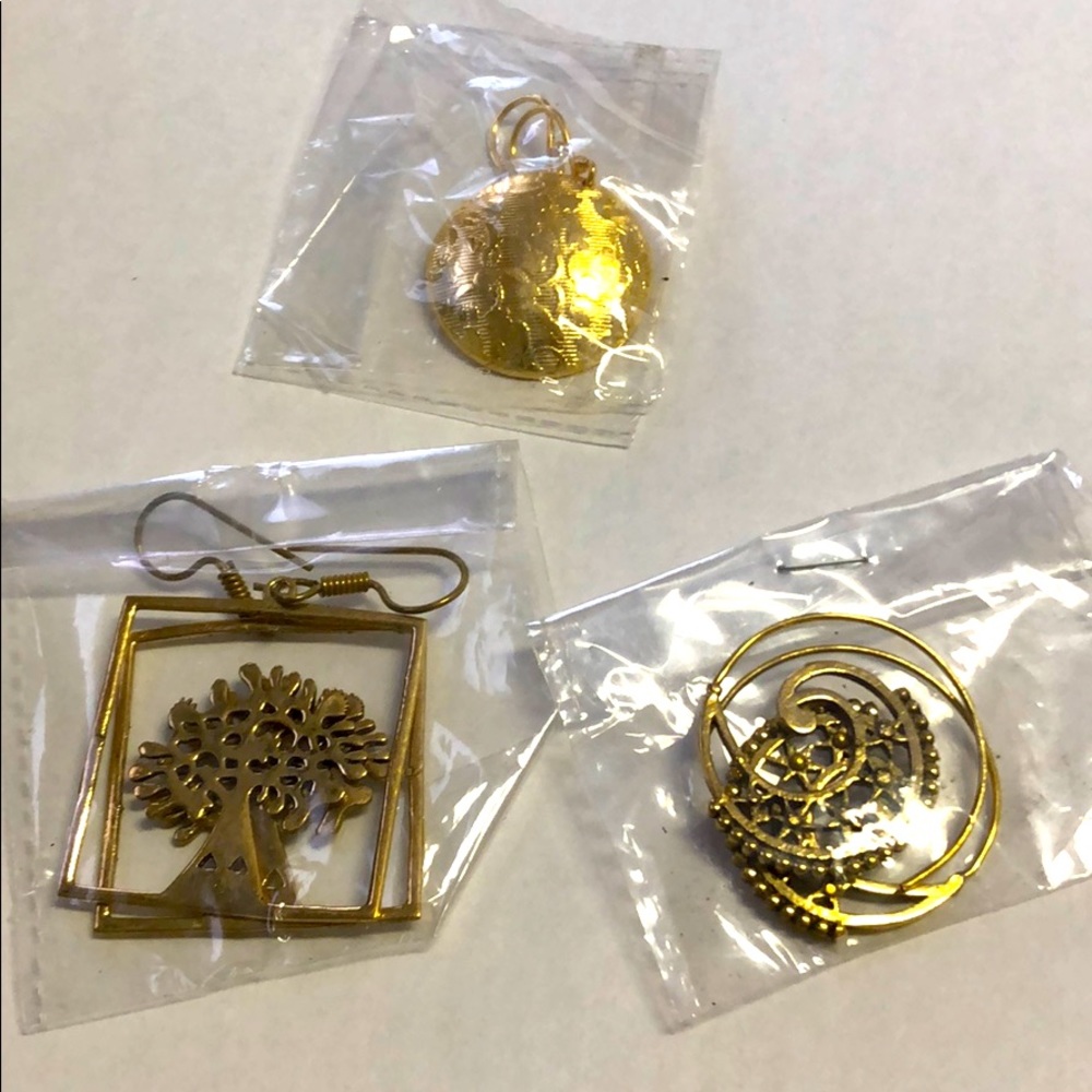 Three pairs of earrings made in India, new